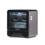 BARRINGTON Automatic Watch Winder for 2 Watches in Black Premium Watch Winder Box with a Super Quiet Motor Stylish LED Digital Display Watch Organiser