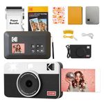 KODAK Mini Shot 2 Retro 4PASS 2-in-1 Instant Camera and Photo Printer (2.1x3.4 inches) + Initial 8 Sheets + 30 Sheets Gift Bundle, White