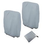 Garden Folding Reclining Chair Cover, 2Pcs Garden Chair Covers Cover Windproof, Anti-UV, Hydrophobic Oxford Fabric Outdoor Patio Sunbed Cover Sun Lounger Covers with Storage Bag, Grey