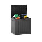 EAST OAK Outdoor Storage Box, 31 Gallon Deck Box, Waterproof Resin Storage Bin for Patio Cushions, Gardening Tools, Pool Toys, Lockable, UV Resistant, Black