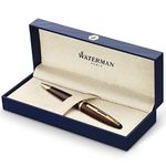 Waterman Carène Marine Amber Ballpoint Pen | Gloss Brown & Black with 23k Gold Clip | Medium Point with Blue Ink Cartridge | Gift Box