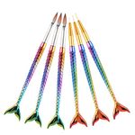 D.B.Z. ® Acrylic Nail Art Brush 6 Pcs Set Mermaid Handle Nail Flower Painting Pen Nail Art Gel Carving Glitter Mermaid Tail Brushes