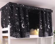 Students Dormitory Room Bunk Bed Curtain Lightproof Curtain Roommate Privacy Cover Canopy Blackout Shading Cloth Dust Protection for Home School Dorm Supply Bedding Curtain (Black - Galaxy, 1.2 m)