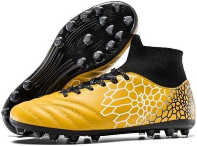 obeacurve Men's Womens High-top Slip-on Soccer Cleats Black/Gold