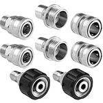 Twinkle Star Pressure Washer Adapter Set, Stainless Steel Quick Disconnect Kit, M22 14 mm quick connect Swivel to 3/8'' Quick Connect fittings, 3/4" to Quick Release 8 Sets