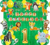 FI - FLICK IN 50 pcs 1st Birthday Jungle Theme Decoration for Boys Safari Animals Cutouts Animal Banner Lion King Decoration 1st Birthday Decoration for Boys Animal Theme Party (Pack of 50,Multicolor)