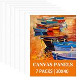 7 Packs Canvas for Painting 30x40cm, 3mm Triple Primed Art Canvas Pre Stretched Canvas Panels, 100% Cotton Acid-Free Canvases for Acrylic Paint, Oil Paint, Watercolor Paint