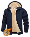 TACVASEN Zip Up Hoodies for Men Winter Warm Sherpa Fleece Lined Hoodie Casual Sweatshirt Jackets Navy,M