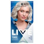 Schwarzkopf LIVE Post-Bleach Hair Toner, Ice White Semi-Permanent Colour Toner, for Cool Blondes, Ice Blonde Toner Neutralises Brassiness and Yellow Tones for up to 16 Washes