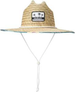 Hurley Women's Sun Hat - Medium Brim Real Straw Hats for Women with Chin Strap, Melon Tint