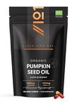 Organic Pumpkin Seed Oil 2160mg – 80% Linoleic & Oleic Acid – 120 Vegan Capsules – 1769mg Omega 6 & 9 – Virgin & Cold Pressed – By Alpha01