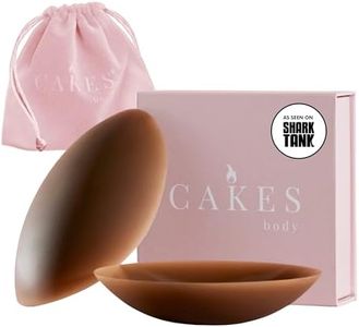 CAKES Body® grippy (Non-Adhesive) Circle Nipple Covers for Women - Silicone Nipple Covers with Travel Pouch - Reusable Design for Sports Bras, Swimear & Bralettes - Cocoa, OG Size (B-DD)