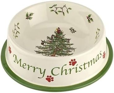 Spode Christmas Tree Pet Feeding Bowl - 8.5-Inch Stoneware Dish for Dogs and Cats - Festive Holiday Food and Water Bowl - Dishwasher Safe and Durable - Great Gift Idea for Pet Lovers
