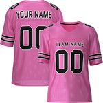 Custom Football Jersey Stitched/Printed Number Letters,Personanlized Sports Jerseys for Men/Women/Youth/Preschool, Pink-b-white, Large