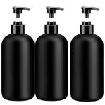 Prakash Empty Plastic Pump Bottles Dispenser 500ml Portable Clear BPA-Free Cylinder Shampoo Lotion Hand Pump Bottle Durable Refillable Containers for Massage Oil, Liquid Soap (Pack of 3) (Black)