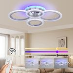 ZAITINZ Flush Mount Ceiling Light Fixtures,50W Modern Led Ceiling Lights,Dimmable Luminaire Plafonnier,4 Rings Ceiling Lamp for Living Room, Bedroom,Kitchen,Hallway,Laundry Room,Chrome,3000-6000K