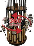 Rush Creek Creations Round Spinning 30 Fishing Rod Rack - No Tool Assembly - 360 Degree Rotation, Dark, Model:38-3006