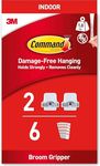 Command Broom Gripper, 2 Broom Holders and 6 Adhesive Strips - Suitable for Storing Brooms and Mops - Damage Free Hanging