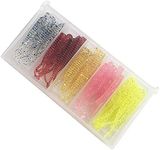 50 Pcs Soft Plastic Fishing Lures Worms Lure Plastic Fishing Worms Baits with Storage Box for Perch Pike Trout Chub Drop Shot Lure Soft