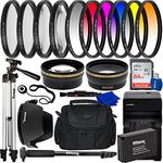 Ultimaxx 49mm Accessory Kit for Canon EOS M, M10, M100, M200, M50, M50, Mark II, Rebel SL1 &More - Includes: Ultra 64GB SDXC, 0.43x Wide Angle Lens Attachment, 6PC Gradual Color Filter Kit & Much More