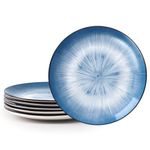 NUTRIUPS 10.5'' Dinner Plates Set of 6, 26.5cm Dinner Plates Ceramic, Salad Plates, Blue Plates-Microwave & Dishwasher Safe