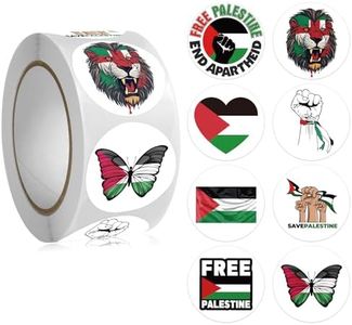 Free Palestine Stickers Roll 500 Pcs - 8 Freedom Stand with Palestine Flags Decal - Easy Stick & Removeable for Scarpbook Window Cars Trucks Tumblers Water Bottles Teens (Palestine Stickers Roll)