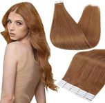 Full Shine Hair Extensions Real Human Hair Color 330 Orange Real Hair Extensions 12 Inch Double Sided Tape in Hair Extensions 20PCS Remy Tape Ins Human Hair Extensions Tape Extensions 30g for Party