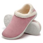 JOINFREE Women Wide Toe Slippers Winter Cozy Home Shoes Non-Slip Indoor Outdoor Slippers Warm House Shoes Pink 11 Wide