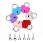 6 Pcs Small Metal Padlock Lock, Mini Heart Locks with Keys, Mini Love Heart Lock for Baggage Diary Jewelry Box (Colors)