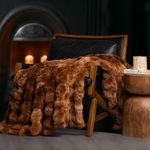 EVERGRACE Ultra Soft Luxury Fluffy Ridgeline Faux Rabbit Fur Throw Blanket, Thick Warm Bubble Throw for Bed, Cozy Plush Reversible Blankets for Couch, Chair, Sofa, Lion Caramel, 60x80 Inches, 870 GSM