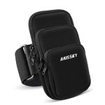 3 Pockets Running Phone Armband Holder for iPhone 14 15 Pro Max 13 Plus 12 11 XS XR X 8 7 Galaxy S23 S22 S21 Pouch Key Card Bag, Water Resistant Sport Arm Band Sleeve Fit Fitness Exercise Workout Gym