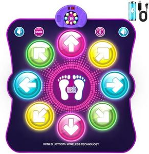 Tappetino da Ballo Giocattolo per Bambini,Tappeto da Ballo Illuminato con 8 LED e Bluetooth, 6 Modalità di Gioco, Batteria Inclusa, Regali di Natale di Compleanno per Ragazze 3 4 5 6 7 8 9 10+