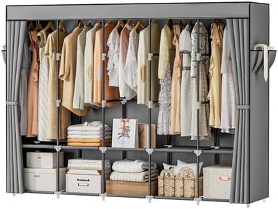 Neatrays Portable Closets for Hanging Clothes, 83 Inch Large Capacity Wardrobe Closet, Freestanding Armario De Ropa Closet with Cover & 5 Hanging Rods & 10 Storage Shelves (Grey)