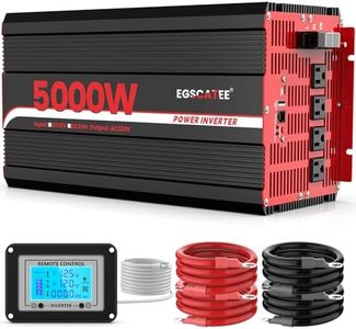 EGSCATEE 5000W Power Inverter 12V DC to 120V AC Converter for Truck, Home, RV, Peak 10000W Off-Grid Solar Power Inverter with 4 AC Outlets, USB Port,Type-C Port, Remote Controller with LCD Screen
