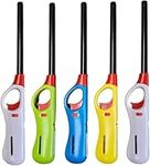 ezkart | (Pack of 5 - BBQ Lighter) Refillable Gas Safety Assorted Colours. Ideal for Kitchen, Barbecue, Camping, Cooking, Fireworks. Good Gas Lighters for Cookers, candle and gas lighters for fires