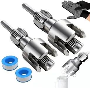 2PCS Integrated Internal & External Pipe Threading Tool, Dual-Function PVC Pipe Thread Cutting Tool with 1/2'' & 3/4'' Dies, Electric Drill Compatible Pipe Threader Kit for Home Repairs