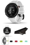 Garmin Approach S12 (White), Easy-to-Use GPS Golf Watch, 42K+ Preloaded Golf Courses, The Golfather Clean and Protect Bundle with Cleaning Cloth and 2X HD Tempered Glass Screen Protectors