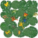 WhistenFla 32 Packs Mini Plastic Frog Decor and Artificial Lily Pads,Include 12 Colorful Plastic Frogs and 20 Floating Lily Pads for Ponds， Artificial Pond Plants for Garden Pool Decor Party Favor