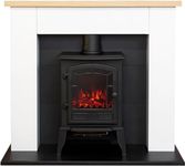 Adam Chester Fireplace in Pure White with Sureflame Ripon Electric Stove in Black, 39 Inch
