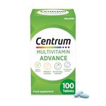 Centrum Advance Multivitamin & Mineral Supplements, 24 essential nutrients including vitamin D, C, Calcium, Daily Multivitamin Tablets, 100ct (Packaging May Vary)