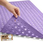 GORILLA GRIP Bath Tub Shower Mat, Machine Washable Bathtub Floor Liner Mats, Suction Cups and Drain Holes to Keep Tubs Clean, Soft on Feet, Bathroom Essentials, 89x41 cm, Purple Opaque