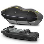 LIBZAKI Jet Ski Cover PWC Cover 2-3 Seats Heavy Duty Waterproof 600D UV Resistant Fits for Yamaha Sea-Doo Kawasaki up to 112~135" Gray/Black