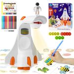 Kids Drawing Projector, CS COSDDI Drawing Projector Table for Kids Trace and Draw Projector Toy, Space Aircrafts Projection Drawing Board for Toddler Drawing Table with 66 Patterns for Girls Boys 3+