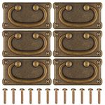 Kssvzz Vintage Drawer Handles, 6PCS Antique Coffee Bronze Drawer Ring Pull Handles, Zinc Alloy Vintage Rectangle Pull Handles for Cupboard, Cabinet, Wardrobe