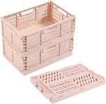 Reelau [3-Pack] Plastic Storage Baskets Collapsible Storage Crates for Desk Organizing Plastic Storage Bin Organizer for Home Bathroom Kitchen Office Classroom Size S - Pink (3)