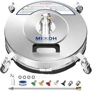 MEKOH 18" Pressure Washer Surface Cleaner 4500 PSI，4 Wheels Stainless Steel Power Washer Attachment for Driveway Sidewalk Patio Concrete Cleaning, 1/4'' Quick-Connect, 1 Extension Wand&5 Spray Nozzles