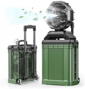 YDCBRIRAY 4 Gal Large Misting Bucket Fan Portable, 40000mAh Rechargeable Mister Fan with Retractable Handle & Oscillating Camping Fan for Patio/Beach/Fishing/Golf/Travel Essentials