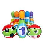 JIAMIAN Mini Kids Bowling Set, 6 Pins And 2 Balls, Soft Bowling Set, Multi-Coloured, Indoor Outdoor Educational Learning Toy For Children, Toys For Children 3+ Years Old