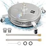 EDOU Direct Pressure Washer Surface Cleaner 20" with Wheels | Stainless Steel | Heavy Duty | 4,000 PSI Max Working Pressure | Includes: 2 Pressure Washer Extension Wand Attachments
