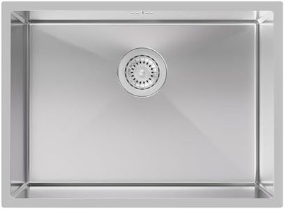 Auralum Evier Cuisine 1 Bac 60 x 44 cm, Grand Evier Inox avec Filtre de Vidange, Lavabo Cuisine 1 Bac, Évier à Encastrer avec Siphon & Trop-Plein